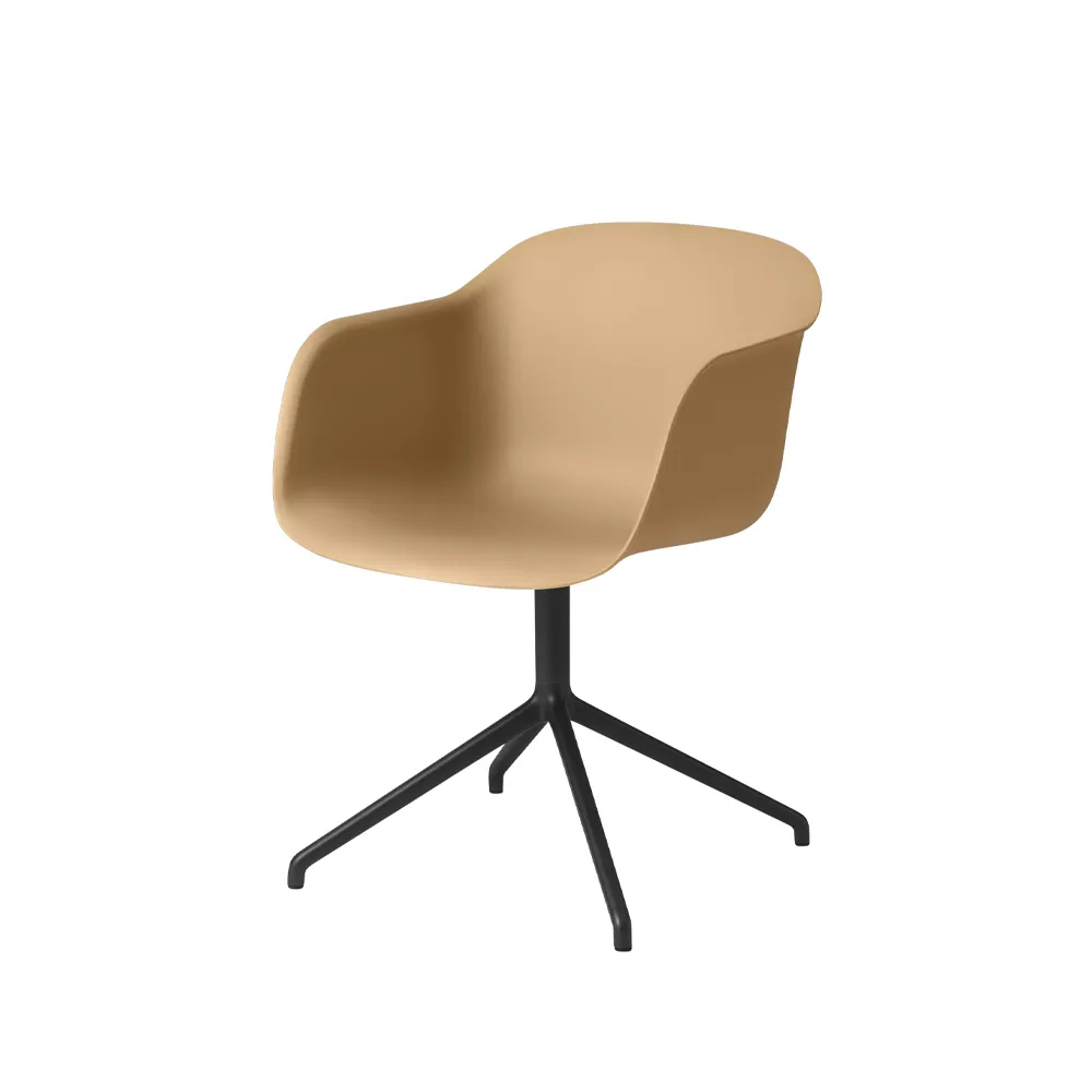 Fiber armchair swivel base with return kontorsstol, Ochre-anthracite black Muuto