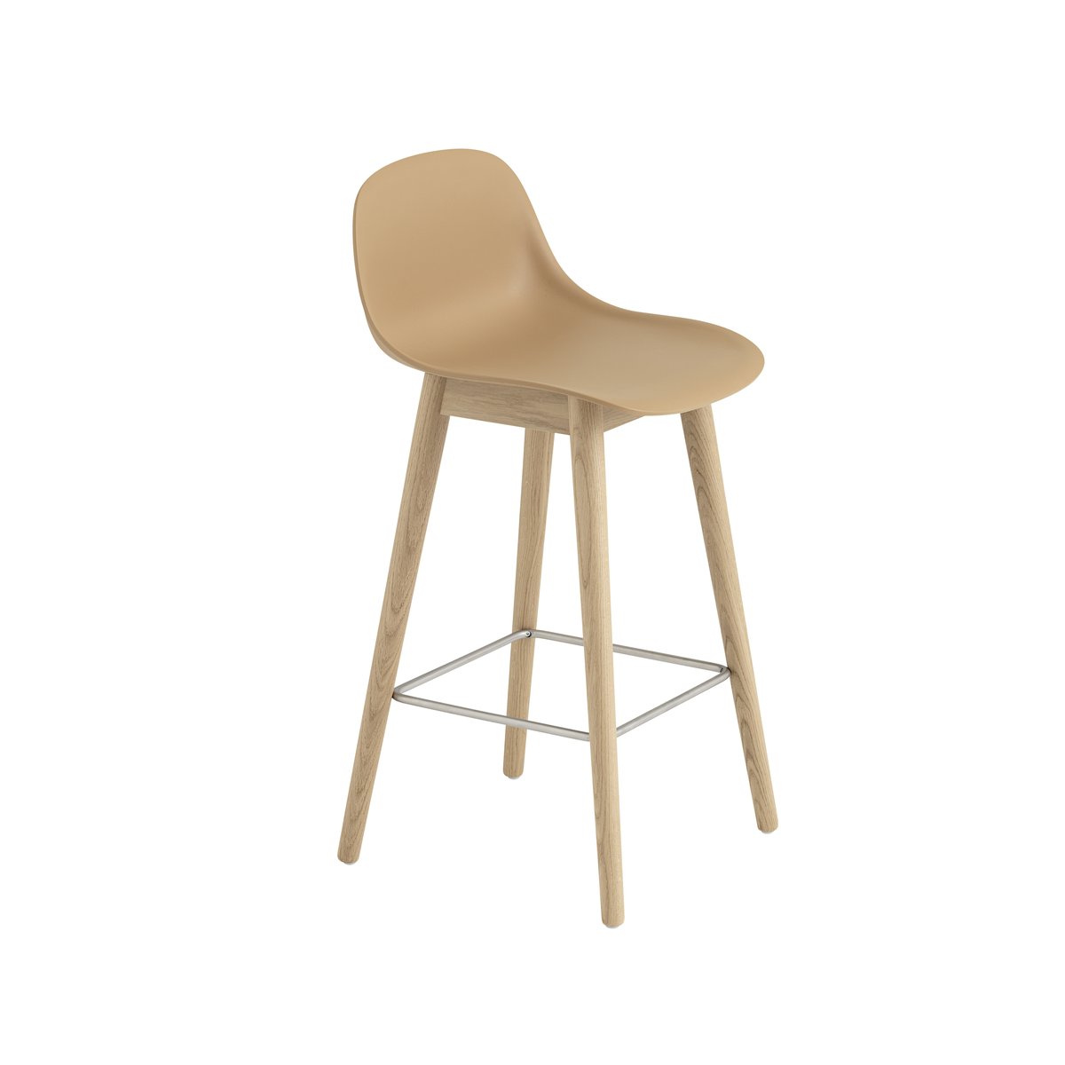 Muuto Fiber barstol med ryggstöd 65 cm Ochre-ekben | Skandinavisk Design | Barstolar | Gul