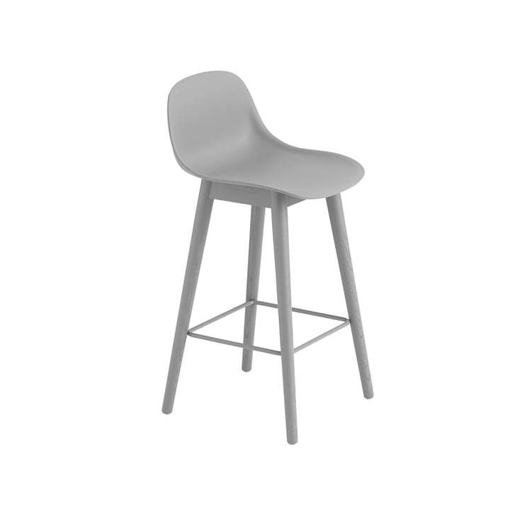 Fiber barstol med ryggstöd - grey, gråa ben, låg - Muuto