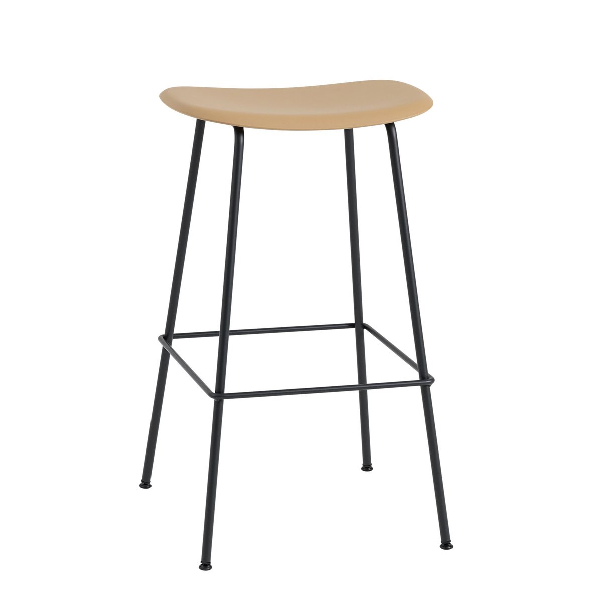 Muuto Fiber barstol tube bas plastsits 75 cm Ochre-black