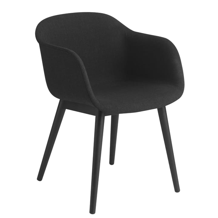 Fiber Chair stol med armstöd och träben - Remix 183-black - Muuto