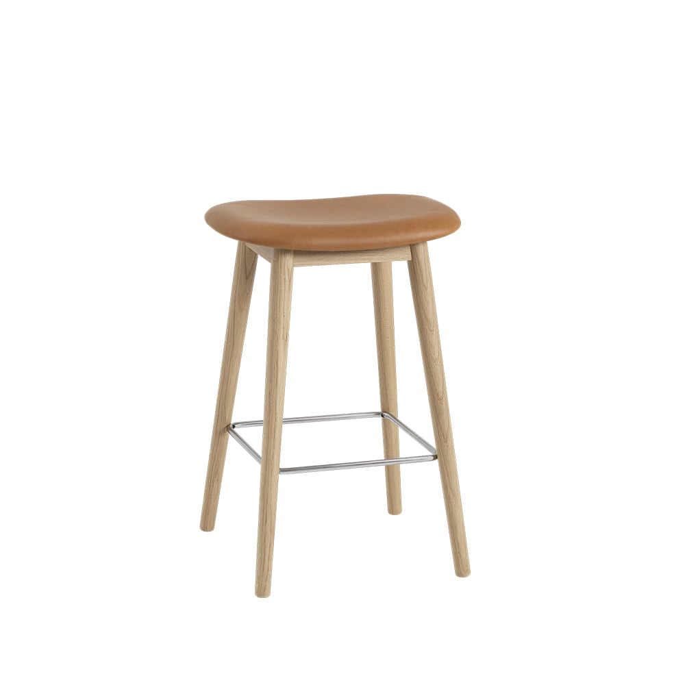 Muuto Fiber counter stool barpall 65 cm Cognac-oak | Skandinavisk Design | Barstolar | Brun
