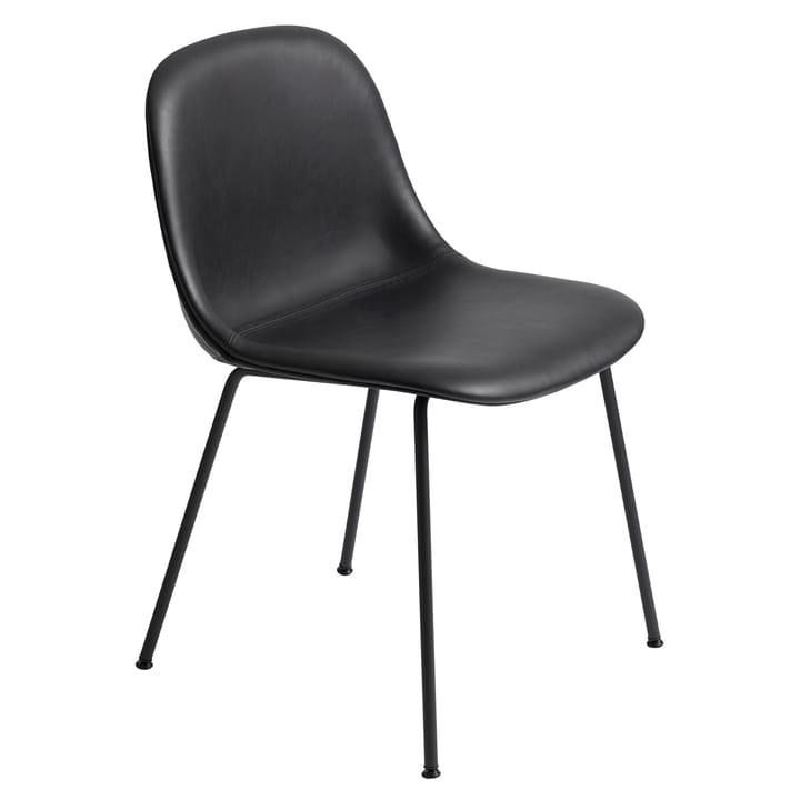 Fiber Side Chair med metallben - Refine leather black-Black - Muuto