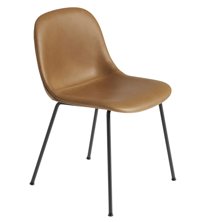Fiber Side Chair med metallben - Refine leather cognac-Black - Muuto