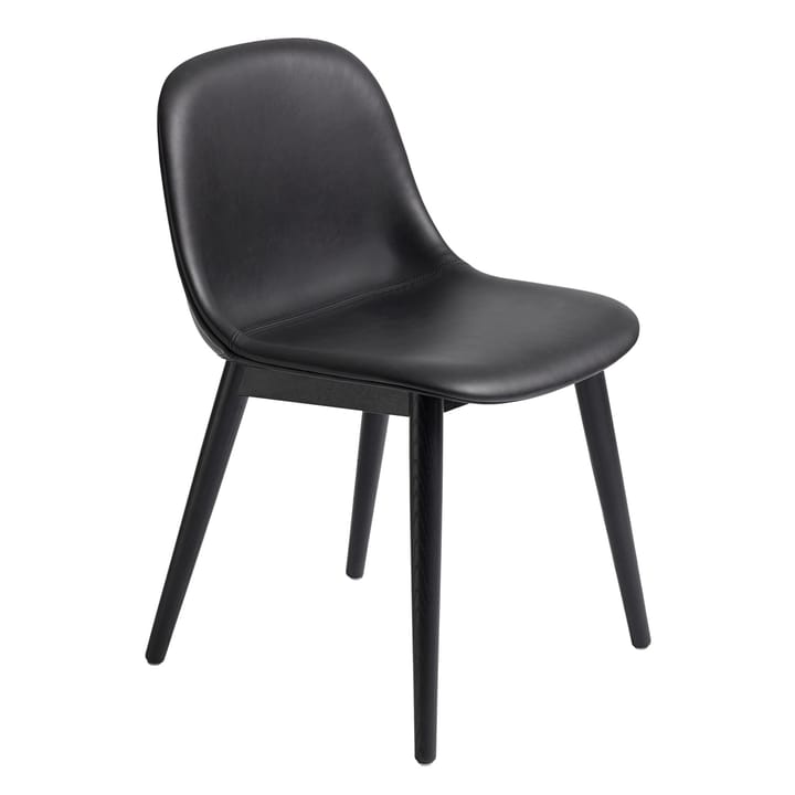 Fiber Side Chair med träben - Black leather-black - Muuto