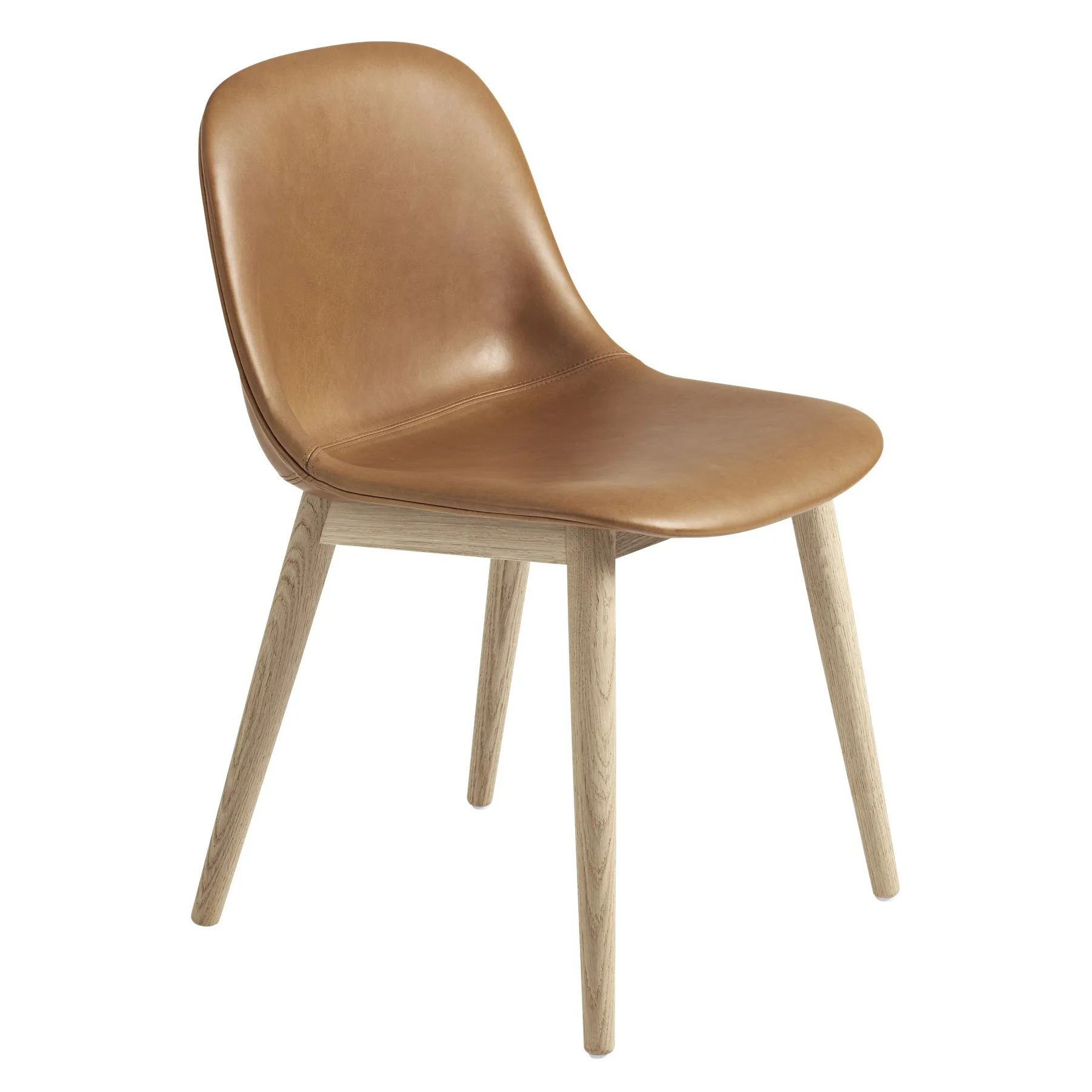 Fiber Side Chair stol med träben, Refine leather cognac-Oak Muuto