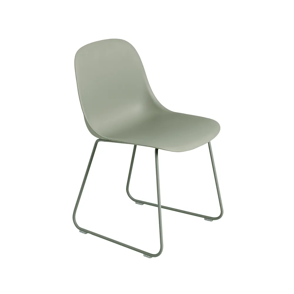 Muuto Fiber stol stålmedar plastsits Dusty green-Green