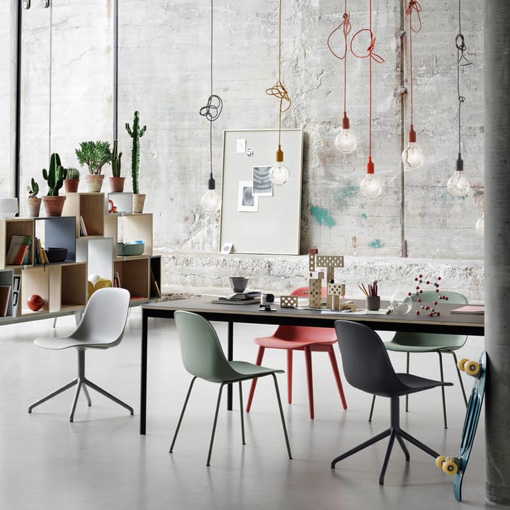 Fiber stol stålmedar plastsits, Grey-Grey Muuto