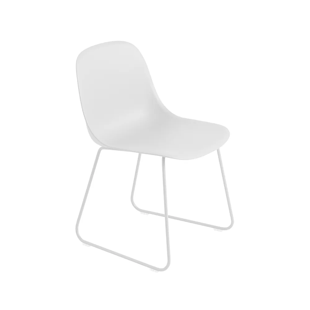 Muuto Fiber stol stålmedar plastsits Natural white-White