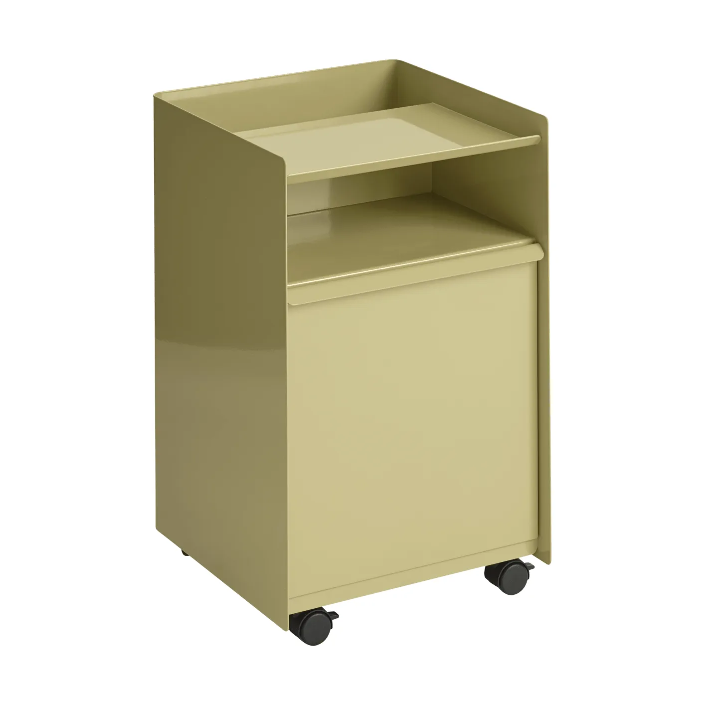 Folded Trolley rullvagn med låda, Dark beige green Muuto