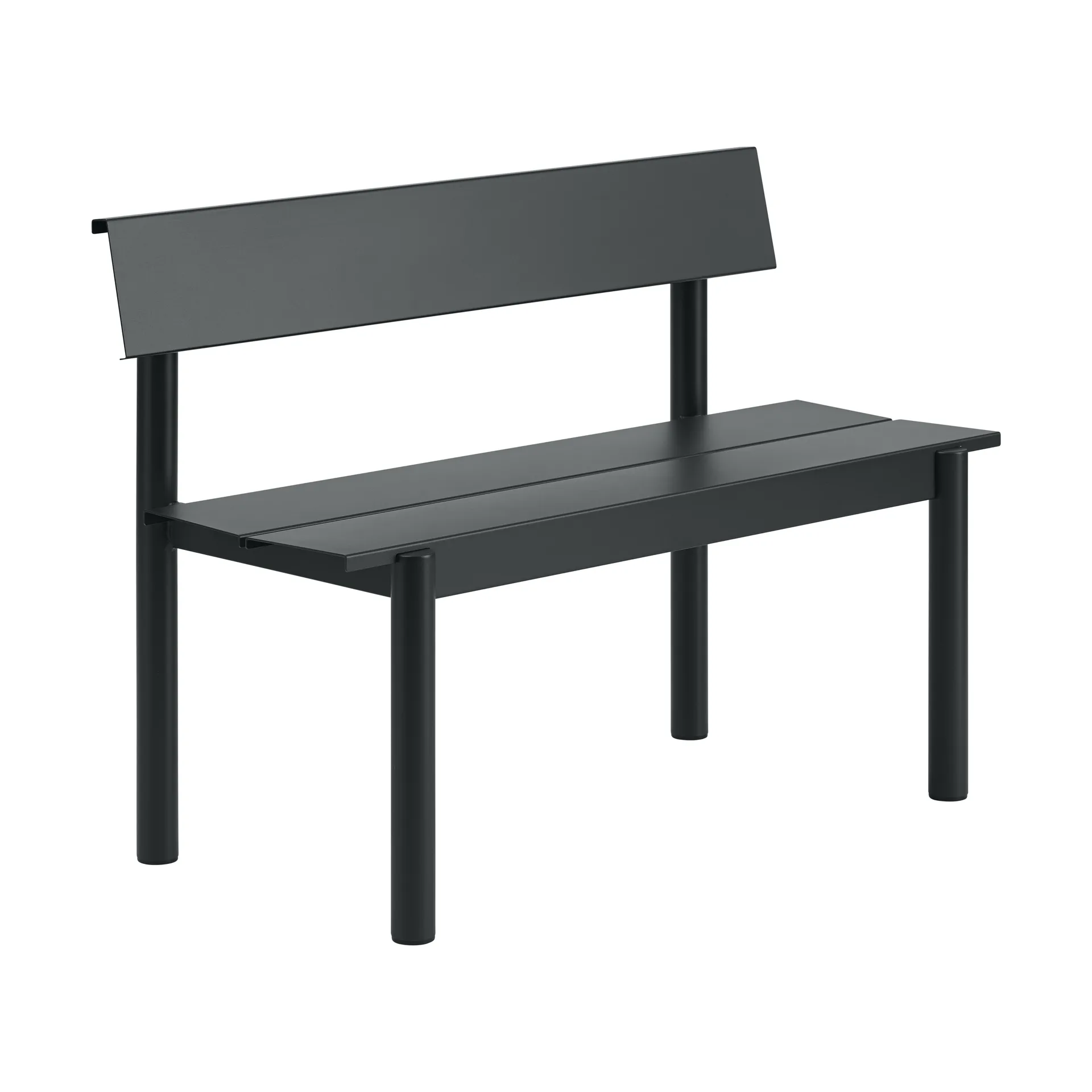 Linear Steel bänk med ryggstöd, Black, 110x34 cm Muuto