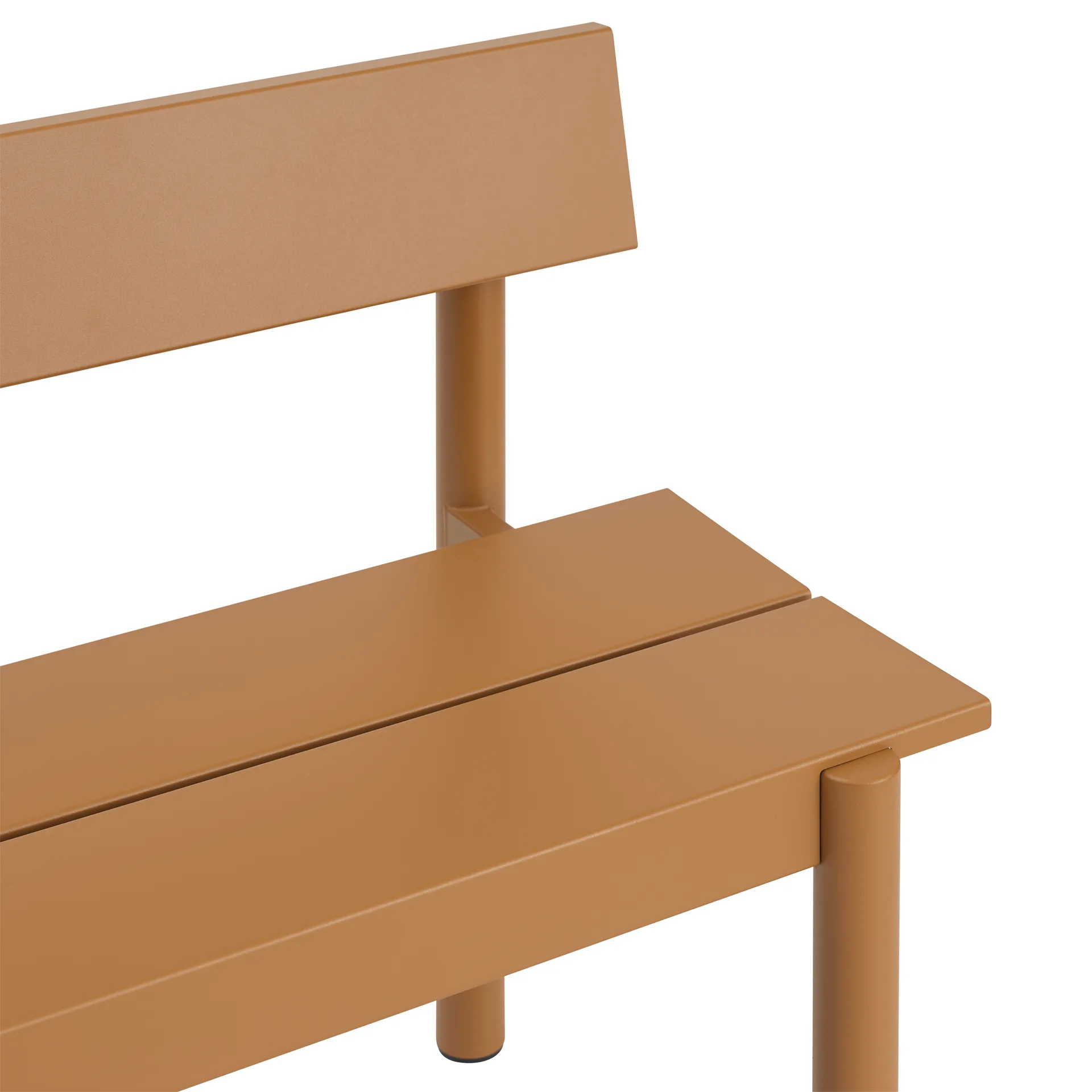 Linear Steel bänk med ryggstöd, Burnt orange, 110x34 cm Muuto