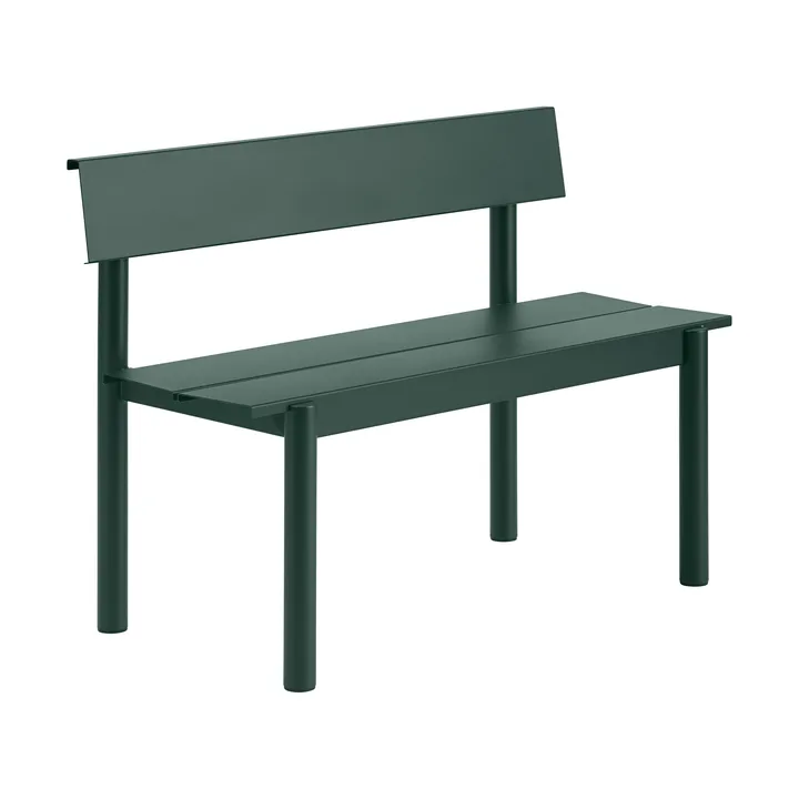 Linear Steel bänk med ryggstöd - Dark green, 110x34 cm - Muuto