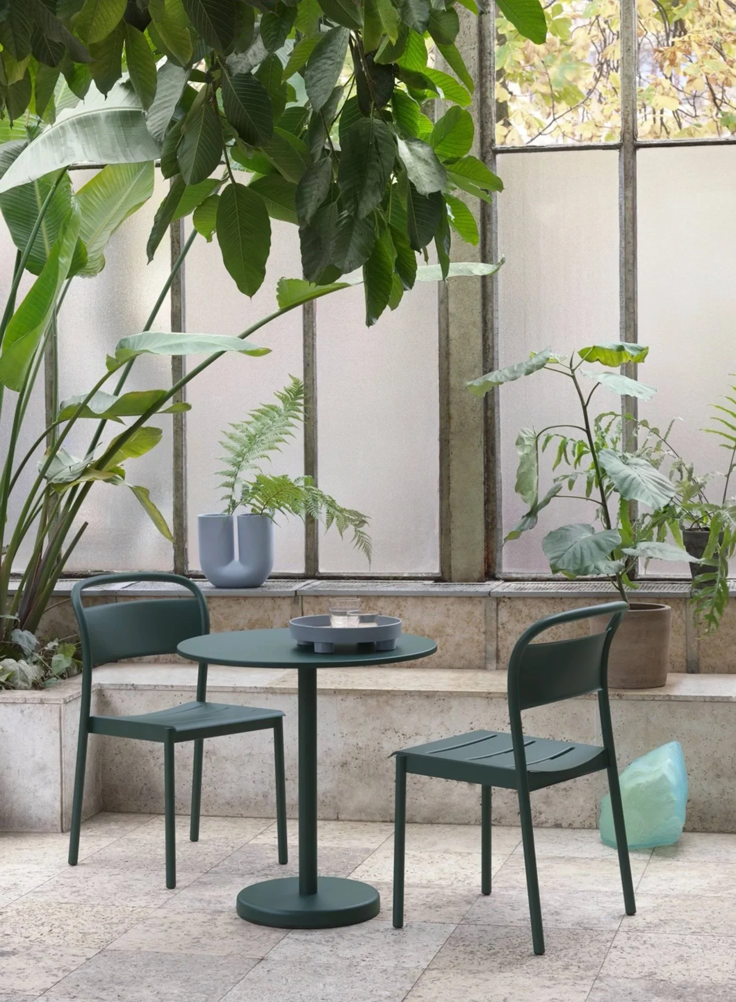 Linear steel side chair stol, Pale blue Muuto