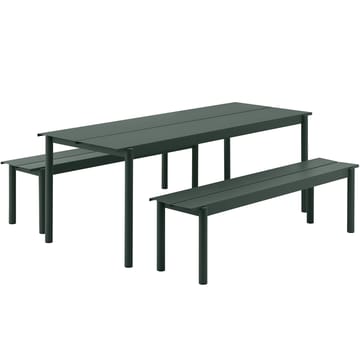 Linear steel table bord 200x75 cm - Dark green - Muuto