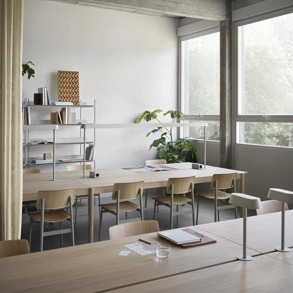 Linear System Middle Module bord, White laminate-ABS-Oak Muuto
