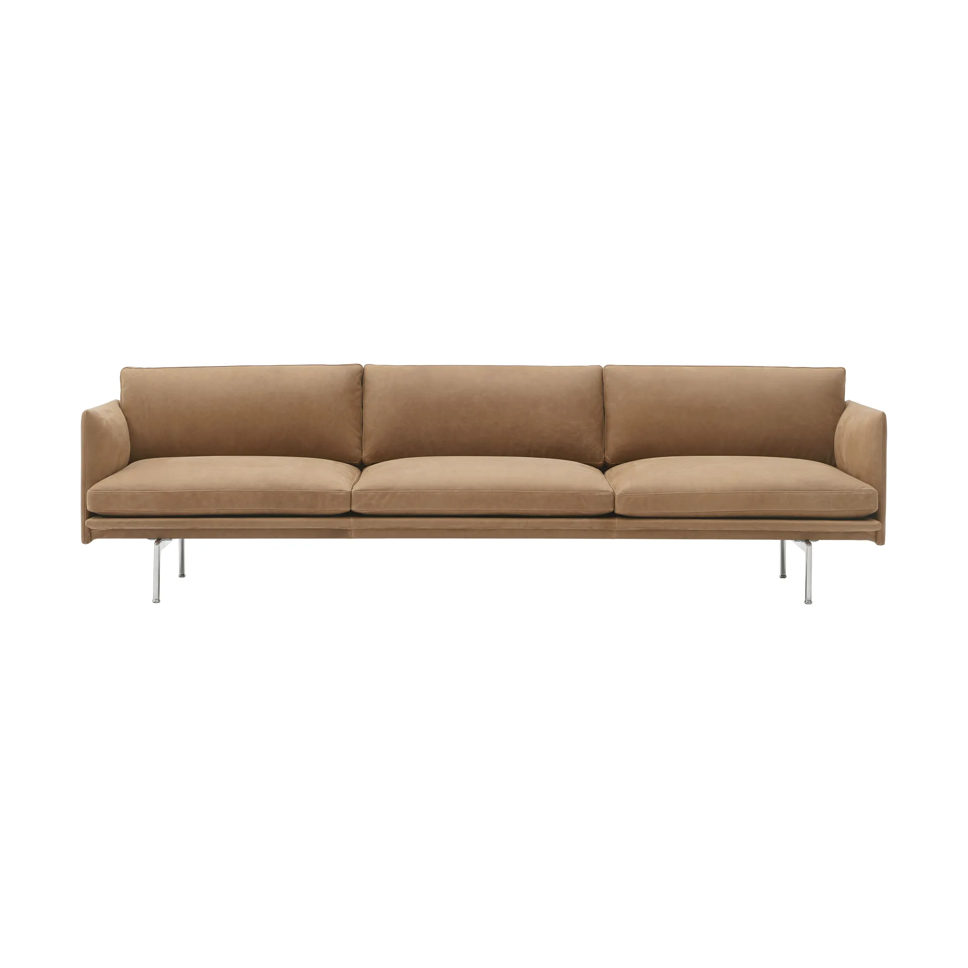 Outline 3,5-sits soffa polished alu, Grace leather Camel Muuto