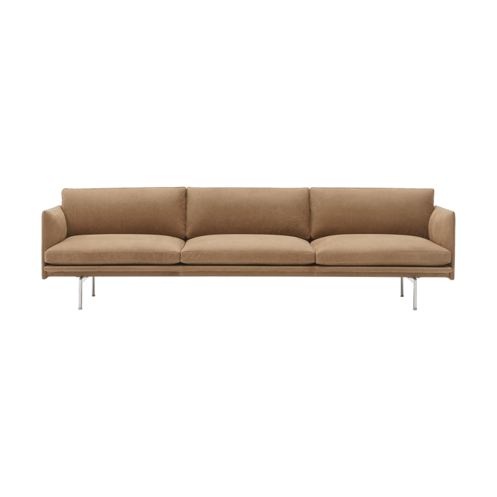 Outline 3,5-sits soffa polished alu - Grace leather Camel - Muuto