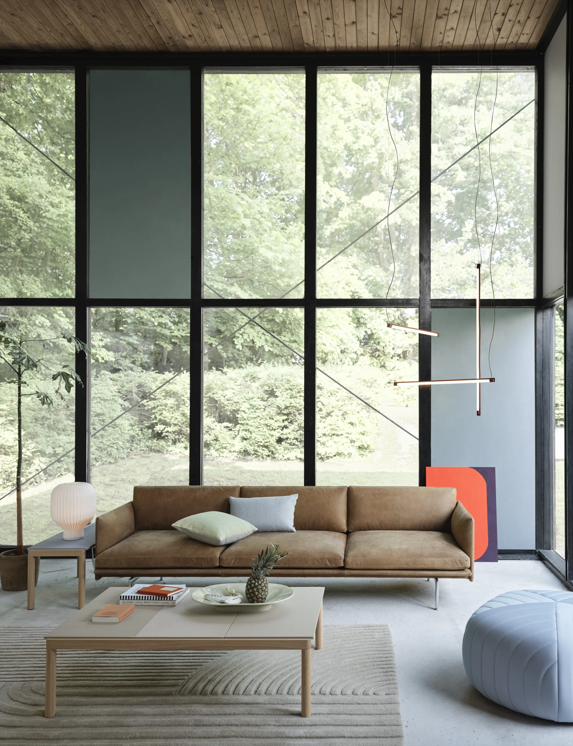 Outline 3,5-sits soffa polished alu, Grace leather Camel Muuto