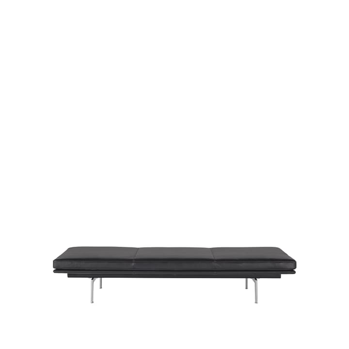 Outline dagbädd - Refine leather black-Aluminium - Muuto