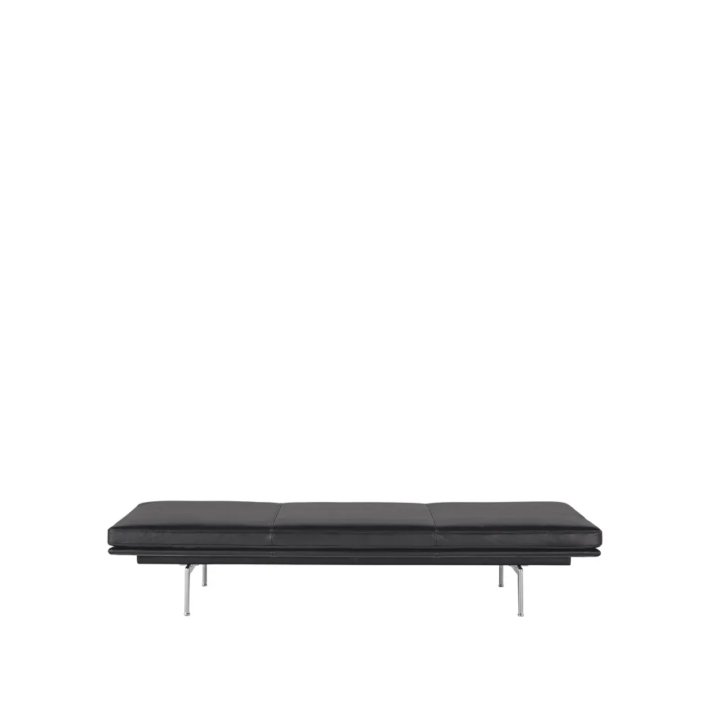 Muuto Outline dagbädd Refine leather black-Aluminium