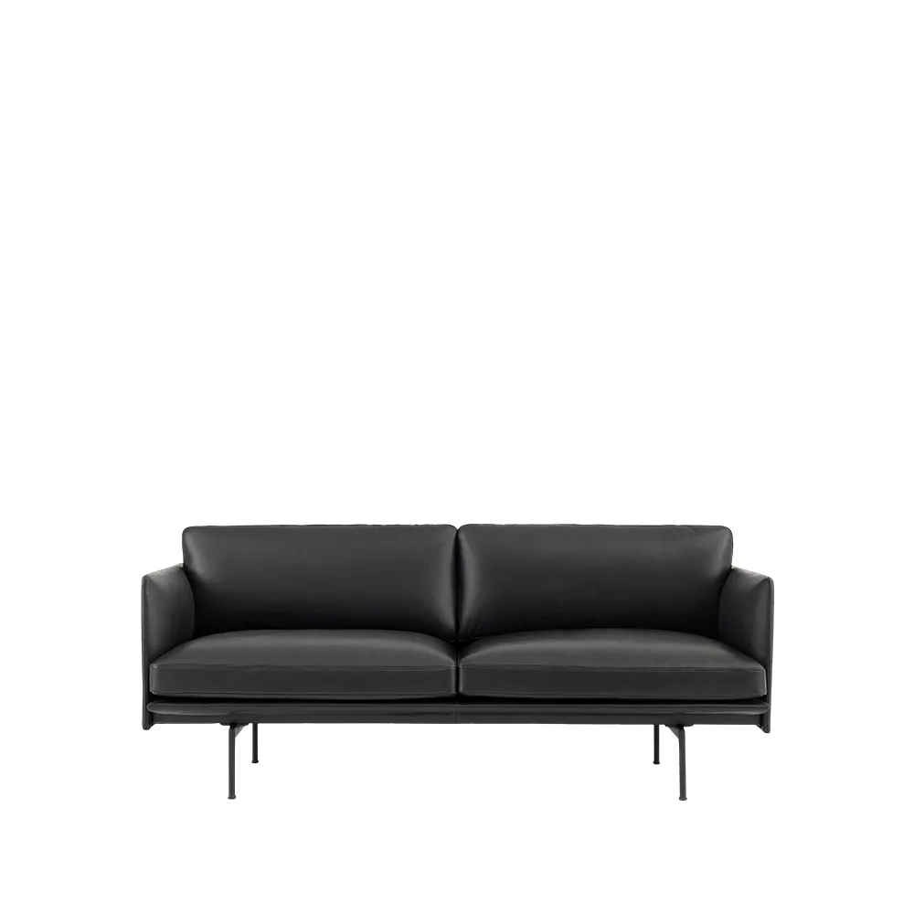 Muuto Outline soffa 2-sits Refine leather black-Black