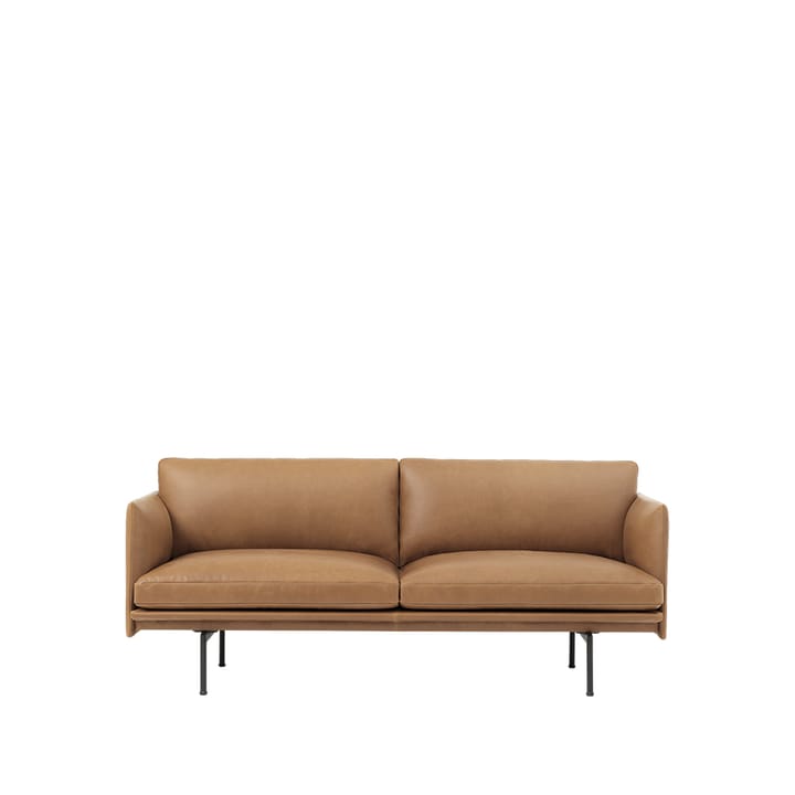 Outline soffa 2-sits - Refine leather cognac-Black - Muuto