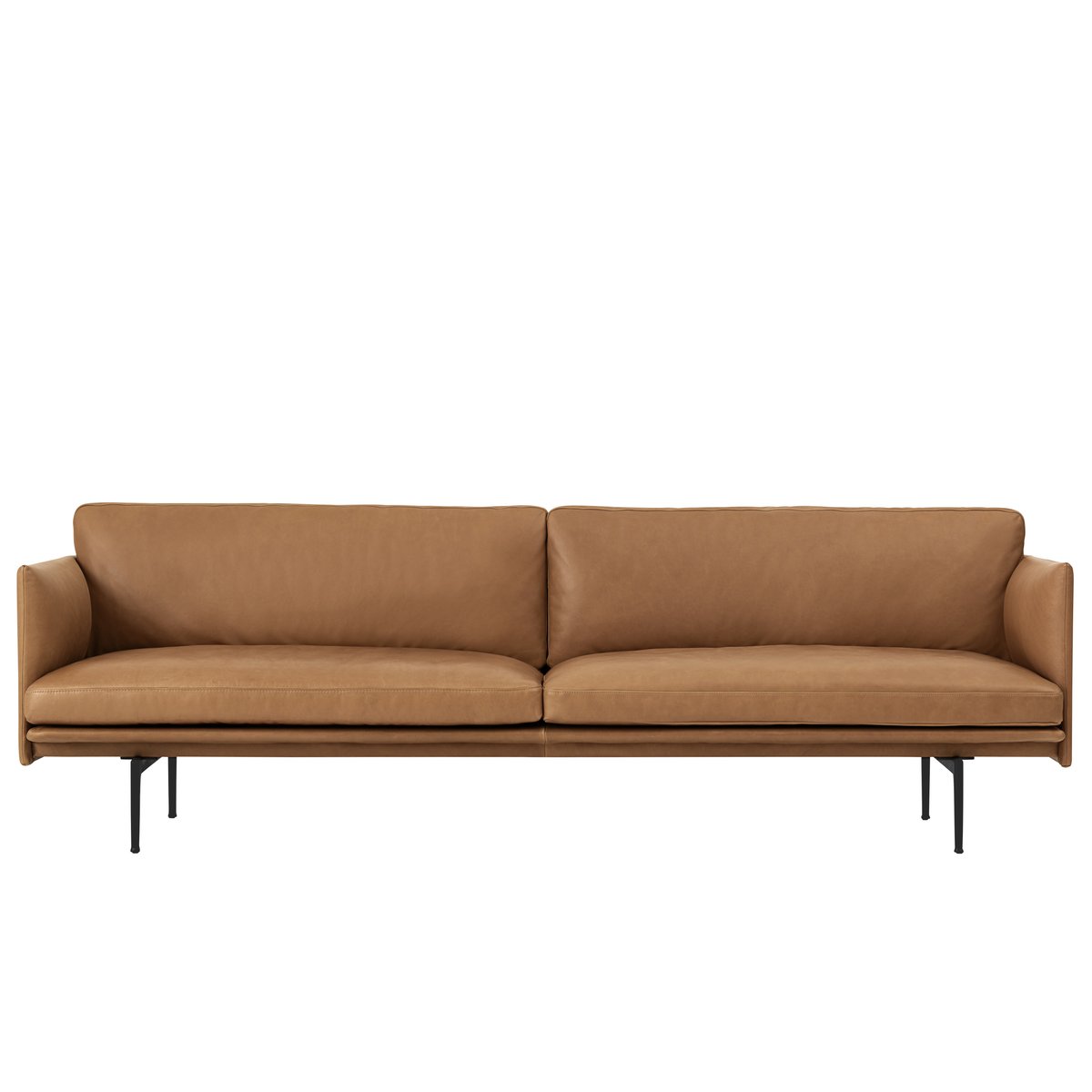 Muuto Outline soffa 3-sits läder Cognac-svarta ben | Skandinavisk Design | Soffor | Brun