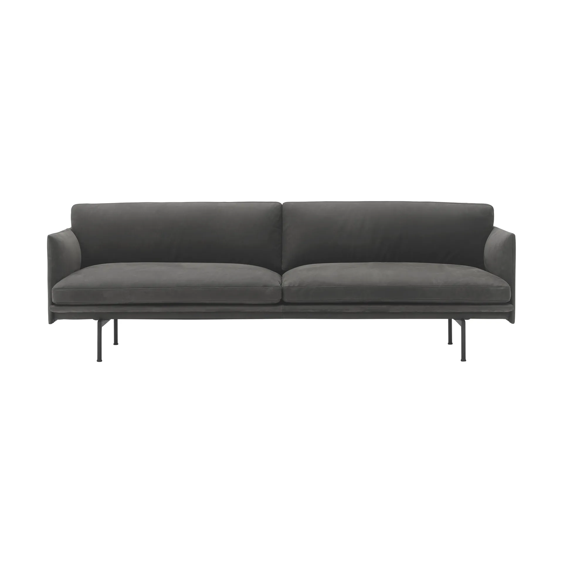 Outline soffa 3-sits läder, Grace leather Camel-svarta ben Muuto