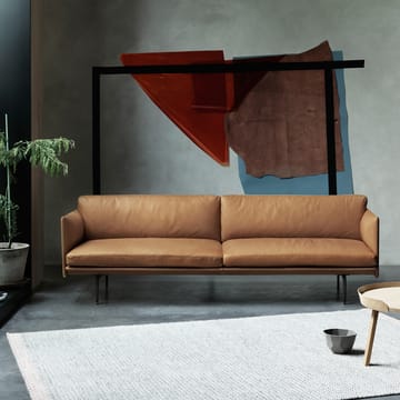 Outline soffa 3-sits läder - Refine black-svarta ben - Muuto