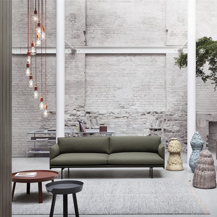 Outline soffa 3-sits läder, Refine black-svarta ben Muuto