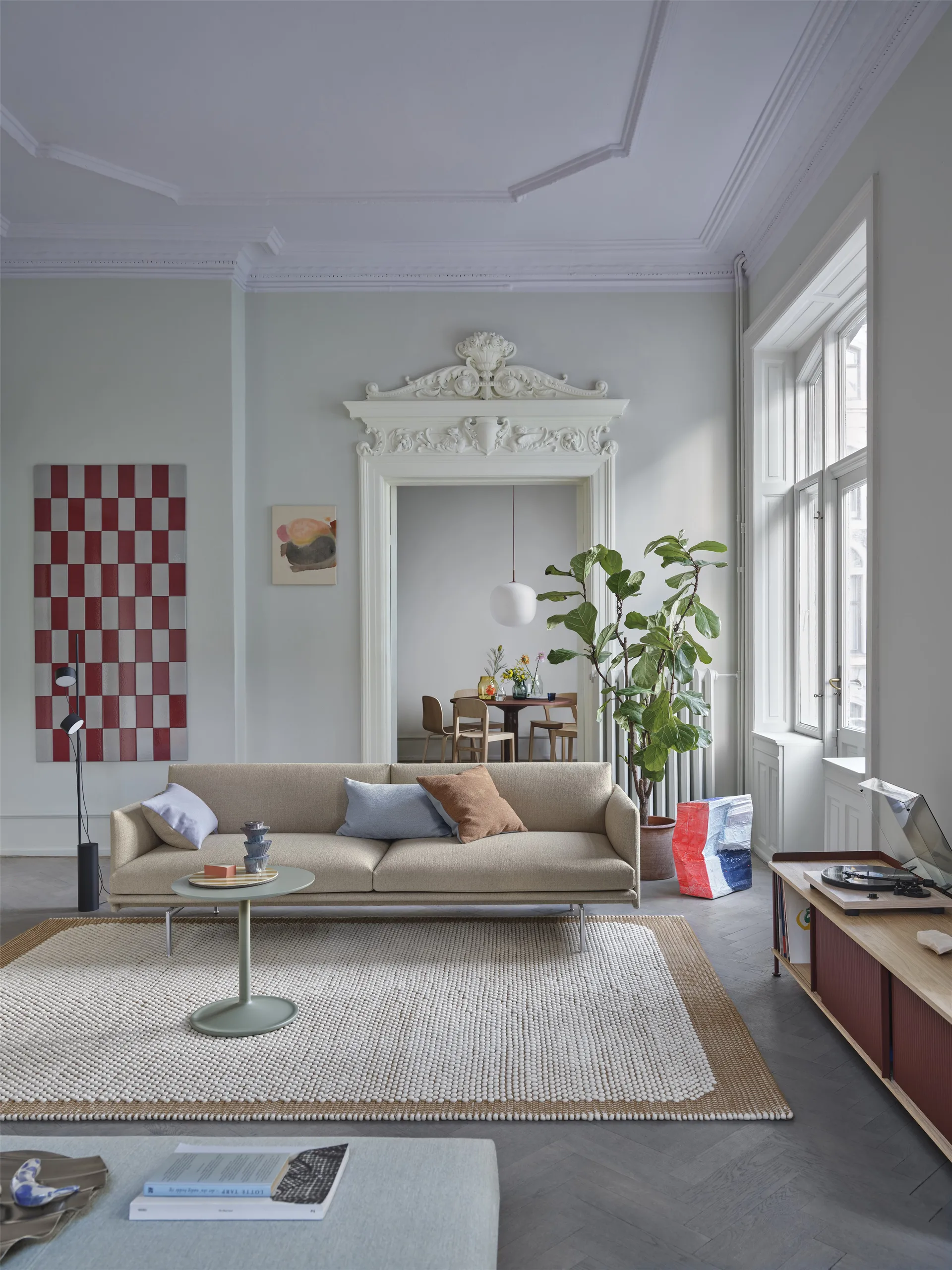 Outline soffa 3-sits tyg, Ecriture 240-Polished Aluminum Muuto