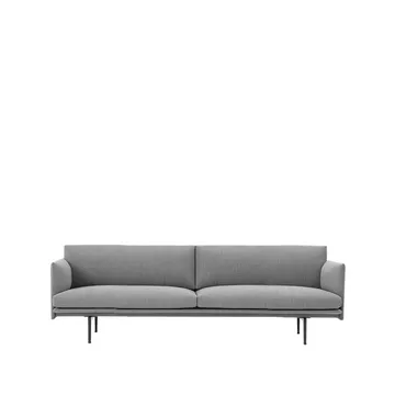 Outline soffa 3-sits tyg - tyg fiord 151 grey, svarta ben - Muuto