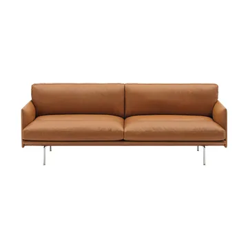 Outline Soft soffa - Refine Leather Cognac-aluminiumben, 3-sits - Muuto