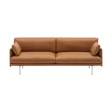 Outline Soft soffa - Refine Leather Cognac-aluminiumben, 3-sits - Muuto