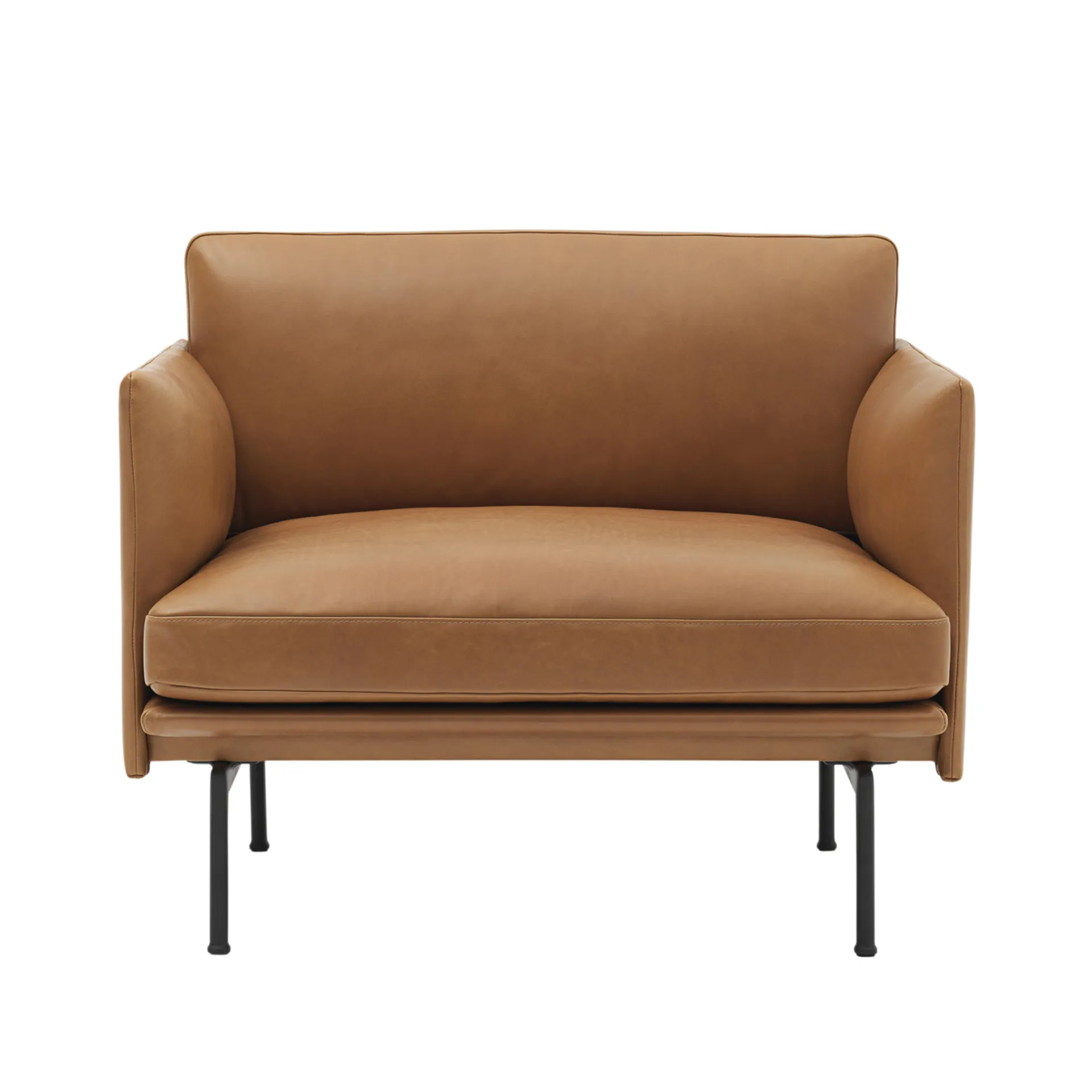 Outline stol svart bas, Refine leather cognac-Black Muuto