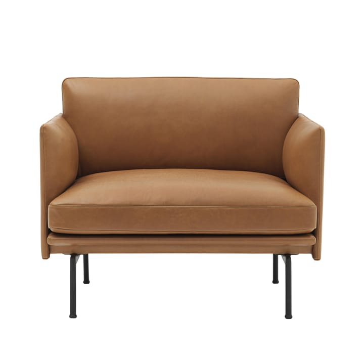 Outline stol svart bas - Refine leather cognac-Black - Muuto