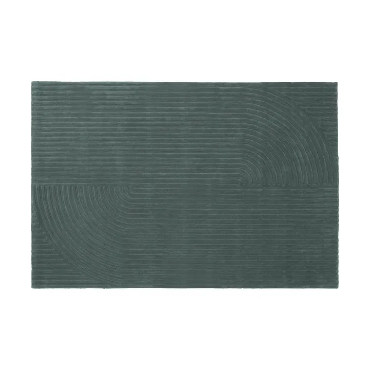 Relevo Rug Quattro ullmatta - Dark green, 200x300 cm - Muuto