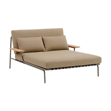 Settle loungesäng - Ribbed Weave 5-taupe, med armstöd - Muuto