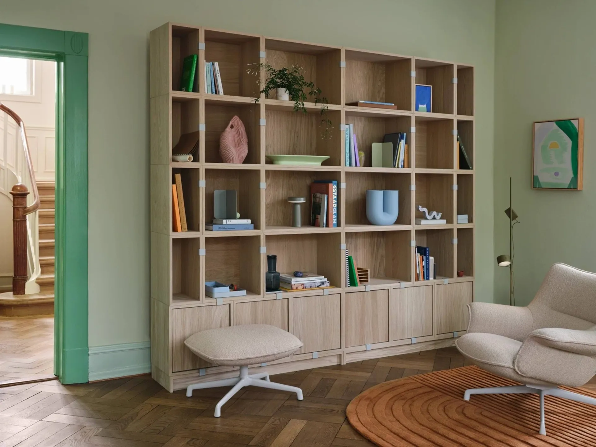 Stacked förvaringssystem med ryggskiva large, Oak Muuto