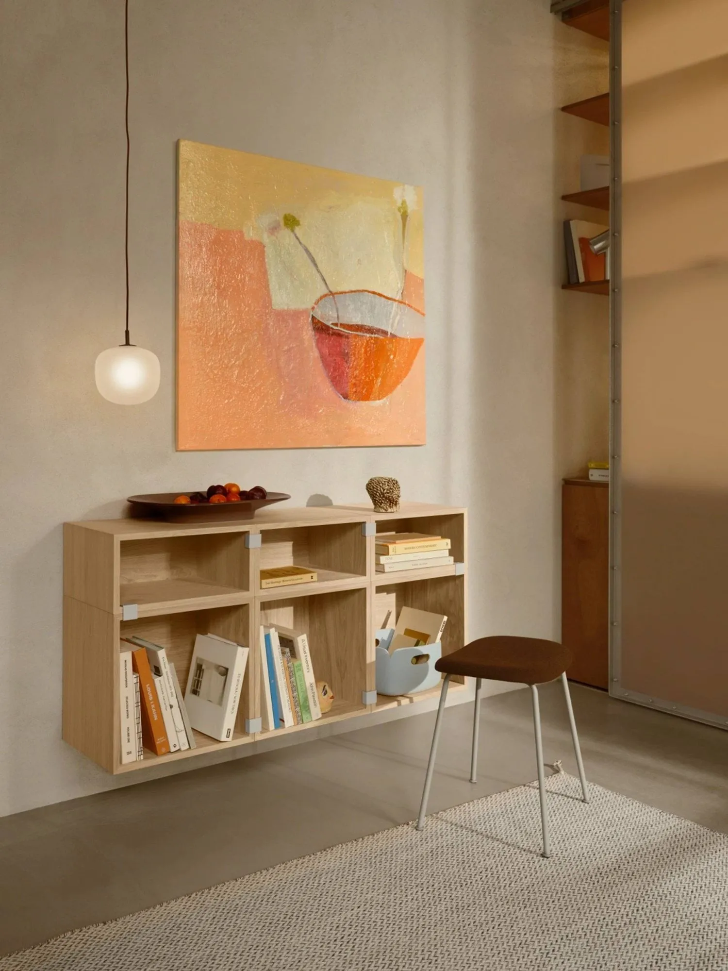 Stacked förvaringssystem med ryggskiva medium, Oak Muuto