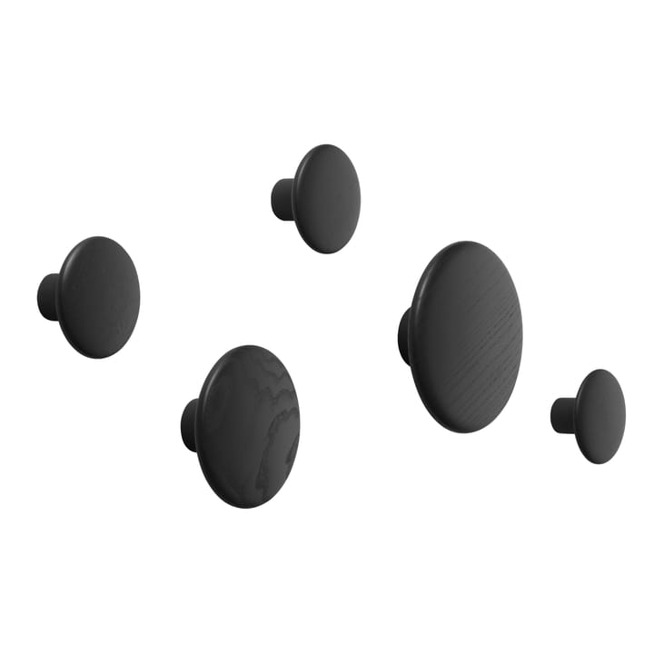 The Dots klädkrokar, 5-pack - svartlaserad ask - Muuto