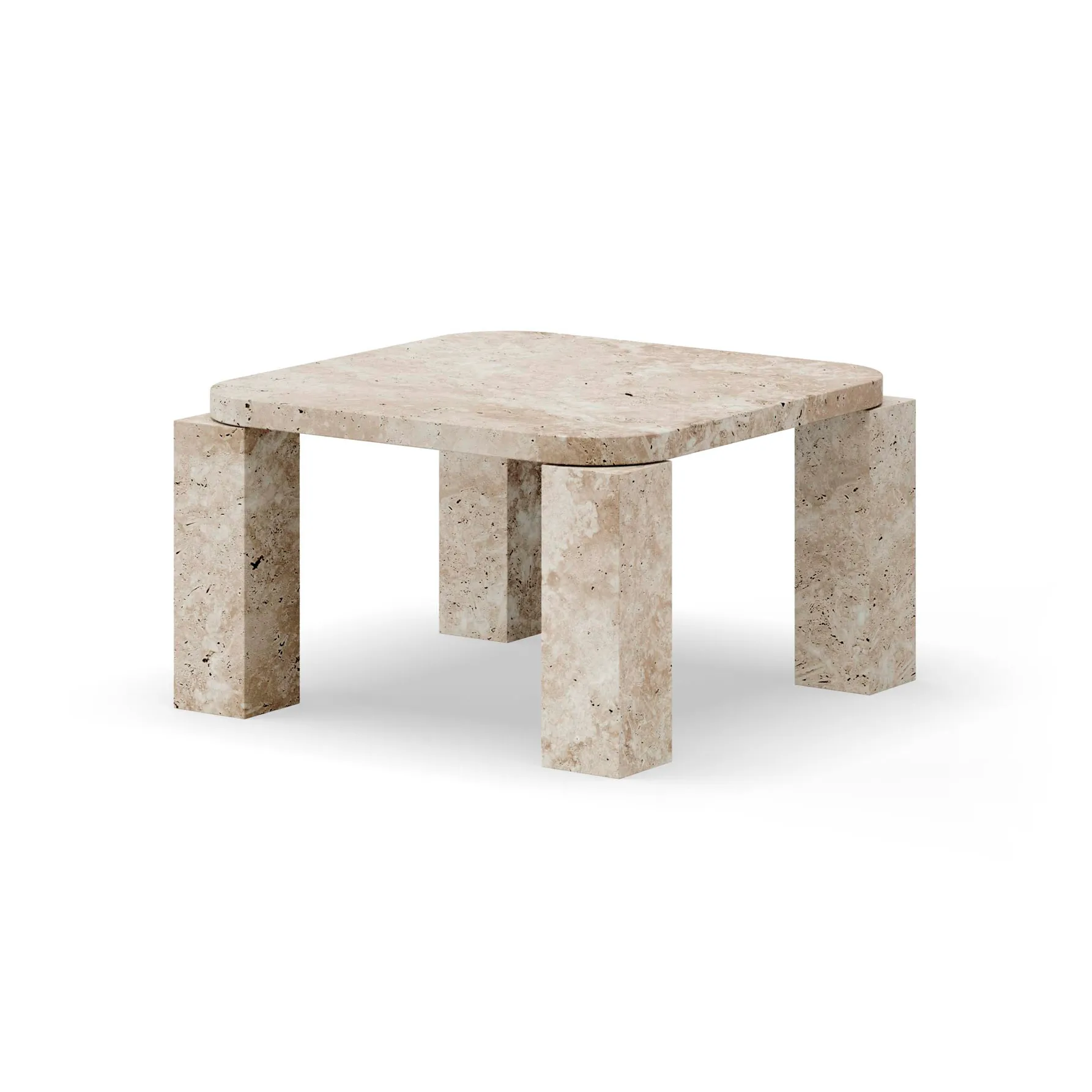 Atlas soffbord 60x60 cm, Unfilled Travertine New Works