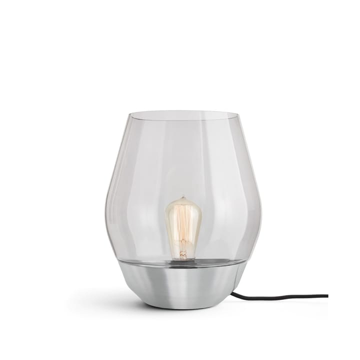 Bowl bordslampa - stainless steel, ljust rökfärgat glas - New Works