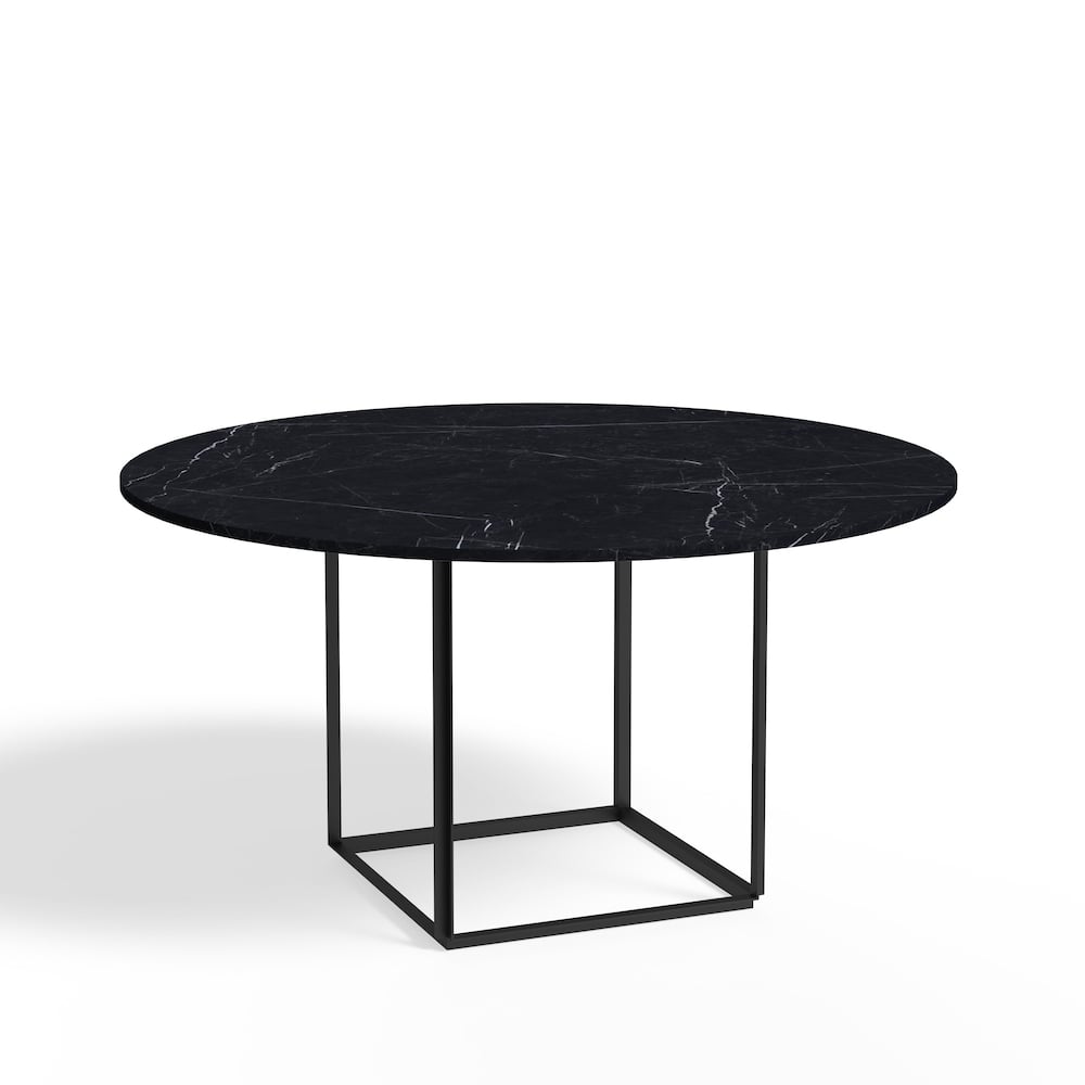 New Works Florence matbord runt black marquina marble, 145 cm, svart stativ