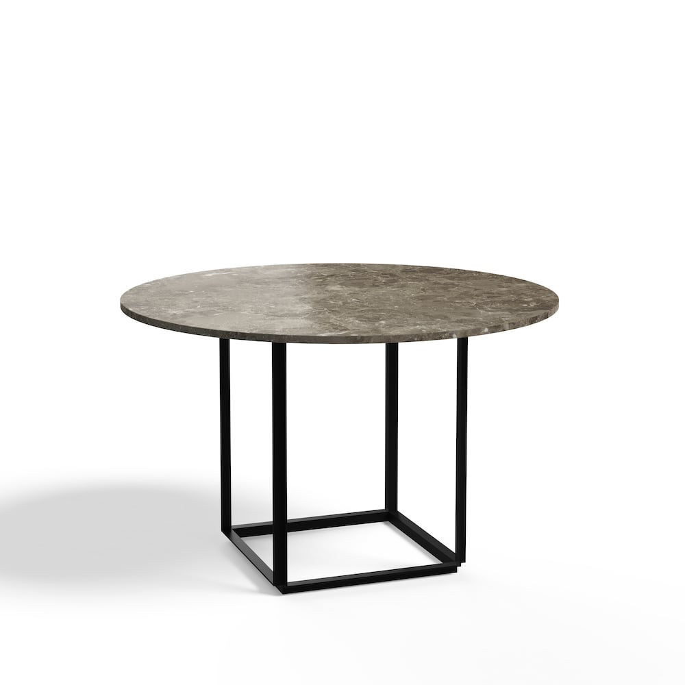 New Works Florence matbord runt gris du marais marble, 120 cm, svart stativ