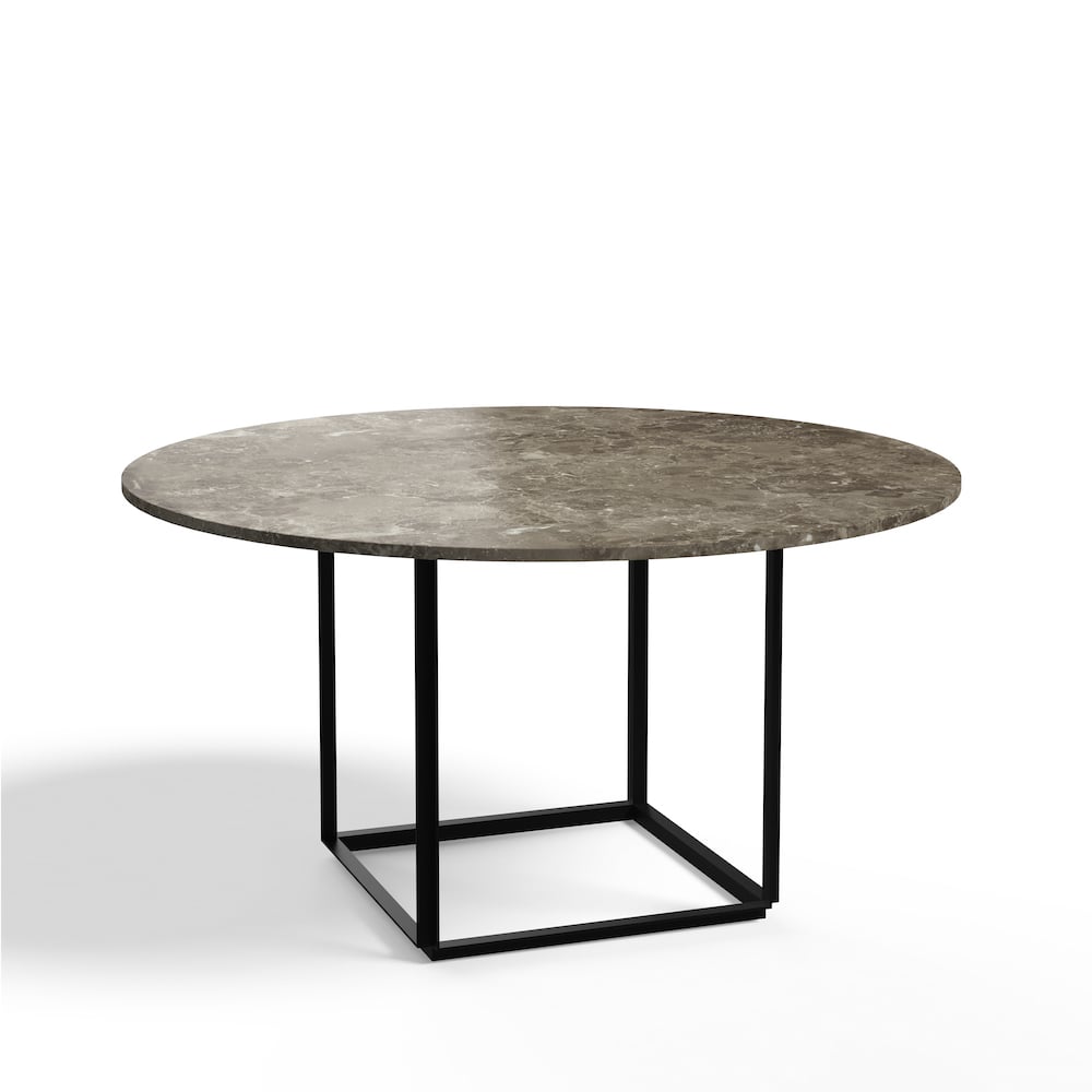 New Works Florence matbord runt gris du marais marble, 145 cm, svart stativ
