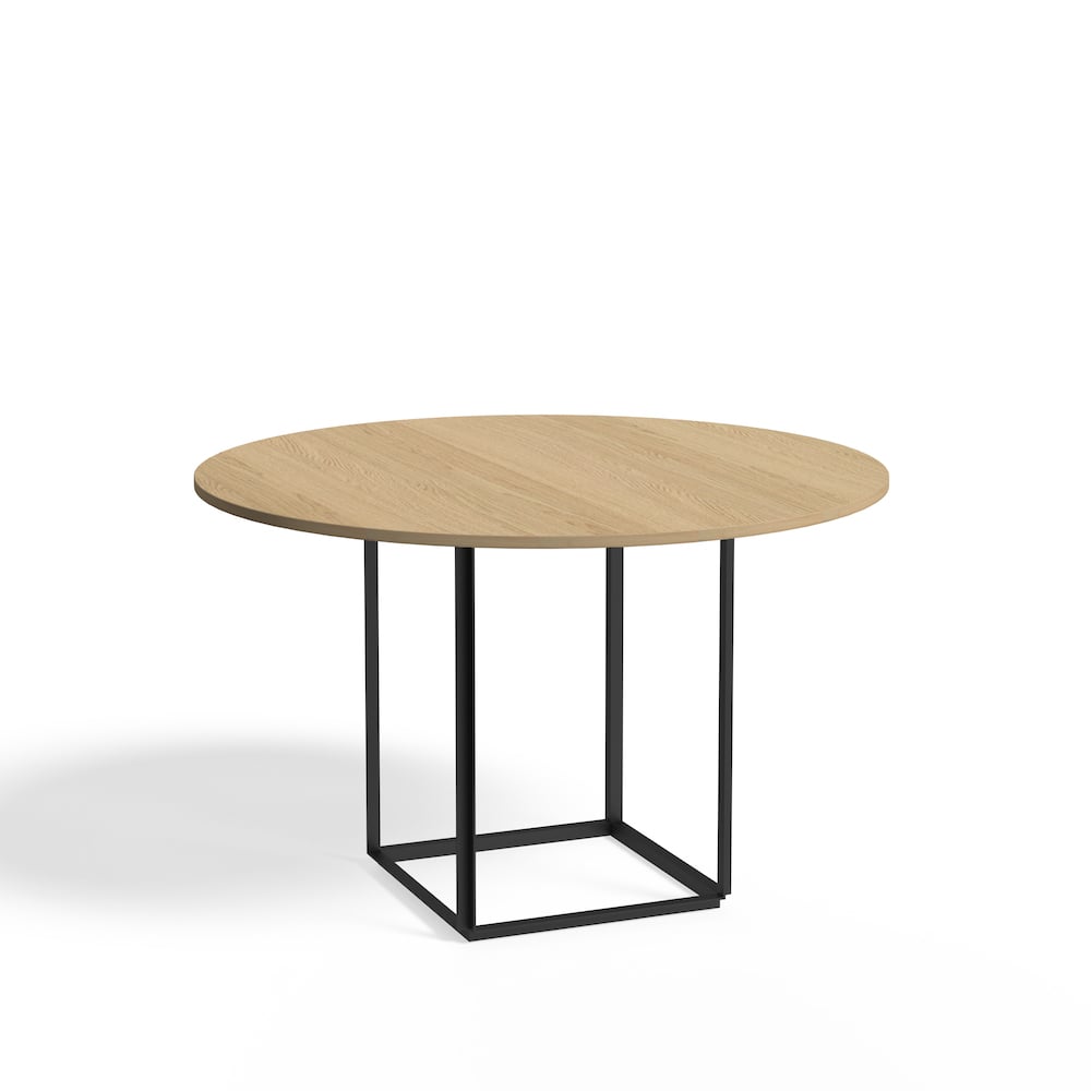 New Works Florence matbord runt natural oak, 120 cm, svart stativ