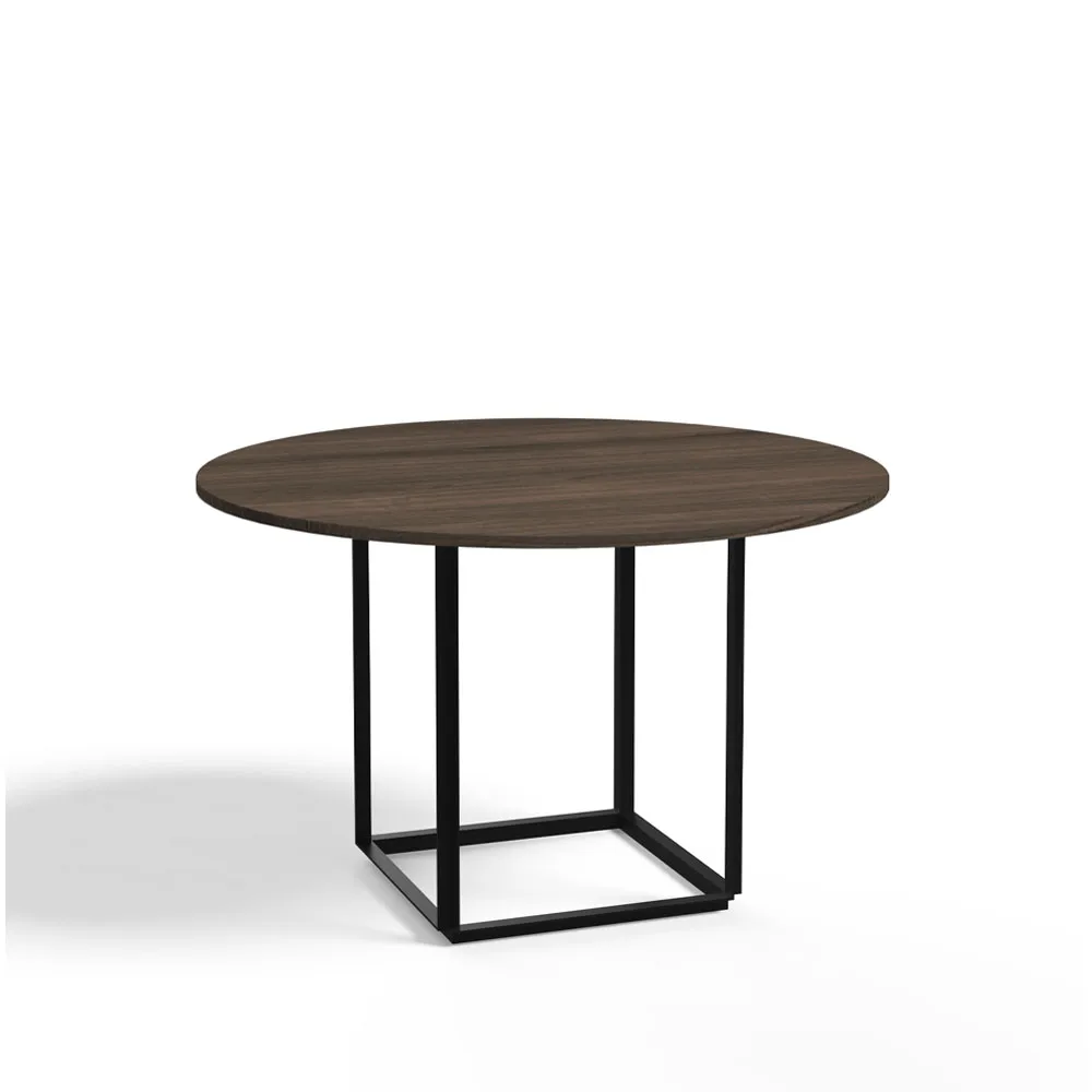 Florence matbord runt, walnut, ø120 cm, svart stativ New Works