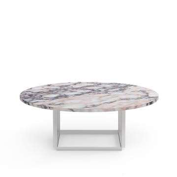 Florence soffbord - white viola marble, ø90 cm, vitt stativ - New Works